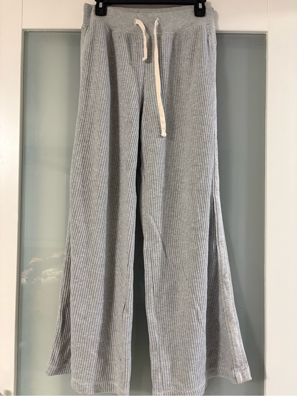 aerie Light Gray Ribbed Split-Hem Womens Joggers